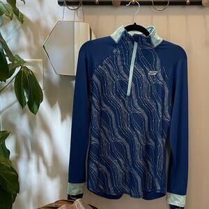 Skechers Sport Long-Sleeve Athletic Top | Blue/Light Blue Pattern, Size S, NWOT
